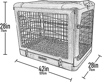 Pet Gear “The Other Door” 4 Door Steel Crate for Dogs/Cats with Removable Tray, Fog, 42 Inch