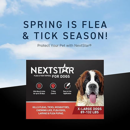 NEXTSTAR Flea and Tick Prevention for Dogs, Repellent & Control, Fast Acting Waterproof Topical Drops, Extra-Large Dog Flea & Tick Control, 1 Monthly Dose