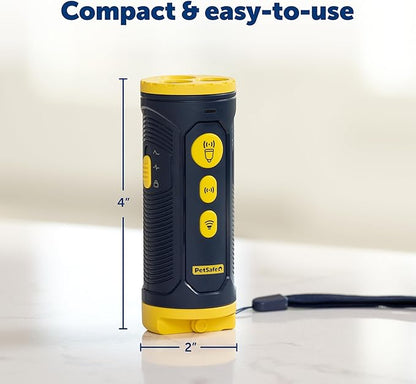 PetSafe Collarless Trainer – Ultrasonic Bark Deterrent – Handheld Anti Bark Device – High-pitched Sound, Flashing Light and Variable Tone – Rechargeable Battery – Flashlight – Wrist Strap