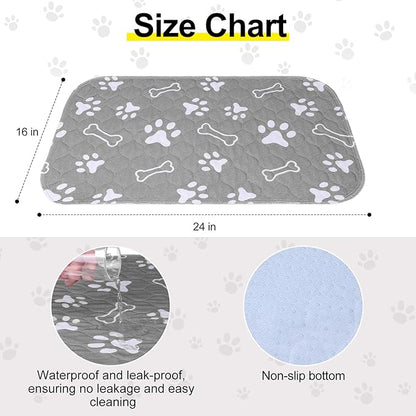 BEAUTYZOO 6 Pack Washable Pee Pads for Dogs, Reusable Puppy Pads for Potty Training, Waterproof Super Absorbent Whelping Pads Mats Non Slip Against Urine for Small Medium Dogs Cats, 16" x 24"