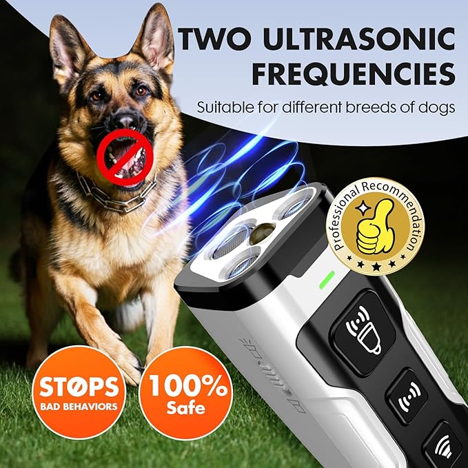 Dog Bark Deterrent Device, 3X Ultrasonic Anti Barking, 6 Training Modes 23 FT Range Barks No More Indoors Outdoors Behavior Correct Safe & Humane Rechargeable Compact Bark Control for Dogs