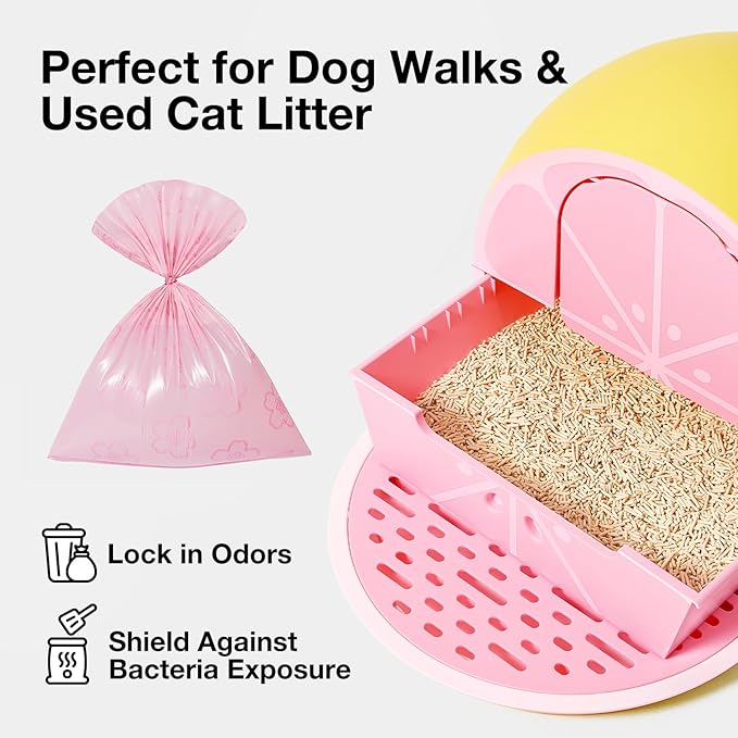 VETRESKA Cherry Blossom Scented Dog Poop Bags, Leak Proof, Extra Thick and Large Pet Waste Bags for Dogs Walking and Cat Litter, 36 Refill Rolls, 540 Poop Bags, Pink