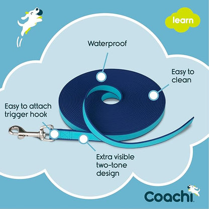 Coachi Training Line 10m Safe Training Outdoors, Recall Training, Dog & Puppy Socialisation, Lightweight, Waterproof, Perfect for Stopping Chasing. Suitable for Medium & Large Dogs & Puppies