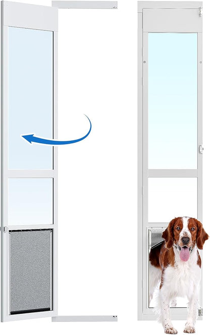 XLarge Dog Door for Sliding Glass Doors, 91 7/16" to 96" Tall, 12.8" Wide, Aluminum Frame, Magnetic Seal, Perfect for X-Large Pets Up to 220 lbs