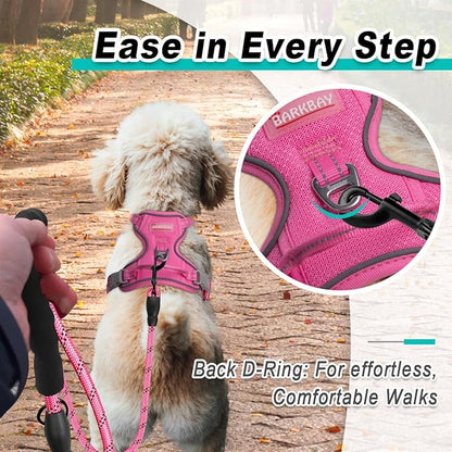 BARKBAY Dog Harness No Pull Mesh for Small Dogs - Adjustable, Reflective, Comfortable, No Choke, Heavy-Duty - Perfect for Outdoor Training, Walking, and Hiking - Strong & Durable - S & Pink Mesh