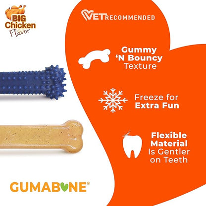 Nylabone Original Bone Flexi Chew Toy for Dogs, Flexible Dog Toys for Moderate & Gentle Chewers, Chicken Flavor, Medium - Up to 35 lbs, 2 Pack