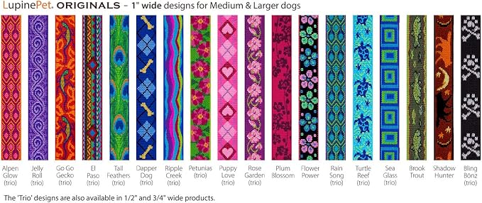 Lupine Traffic Leash 2-Foot by 1" Wide Petunias