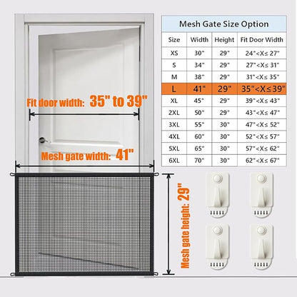 2-Pack Dog Gate for Stairs Pet Gates for The House: Dogs Screen Mesh Gate for Doorways Stairways Indoor Safety 29 inches Tall, 41 inch Wide
