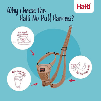 Halti No Pull Harness - Stop Your Dog Pulling on The Leash. Adjustable, Lightweight and Easy to Use. Reflective Dog Training Harness for Small Dogs (Size S, Desert Sand)