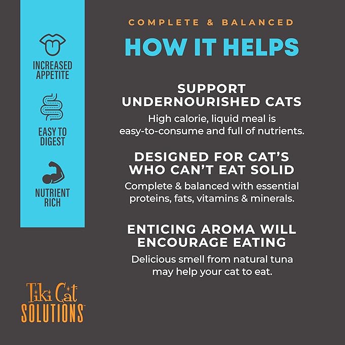 Tiki Cat Solutions Liquid Meal Replacer Wet Cat Food, Tuna in Goat's Milk, 6 oz. Spout Pouch (6 Pack)