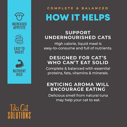 Tiki Cat Solutions Liquid Meal Replacer Wet Cat Food, Tuna in Goat's Milk, 6 oz. Spout Pouch (6 Pack)