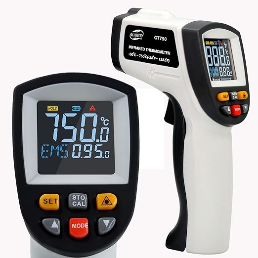 Infrared Thermometer Laser Temperature Gun, Digital Surface Heat Temp Gun Non-Contact for Cooking Food, Pizza Oven, Griddle Meat, Refrigerator, HVAC, Grill, Engine -58℉~1382℉(-50℃~750℃)