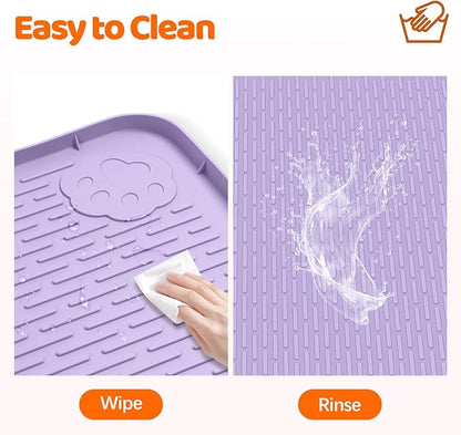 Pee Pads for Dogs, 34" x 22" Extra Large Reusable Silicone Mat, Washable Puppy Training Pads for Potty Training, Non-Slip, Leak-Proof, Indoor Floor Protection (Purple)
