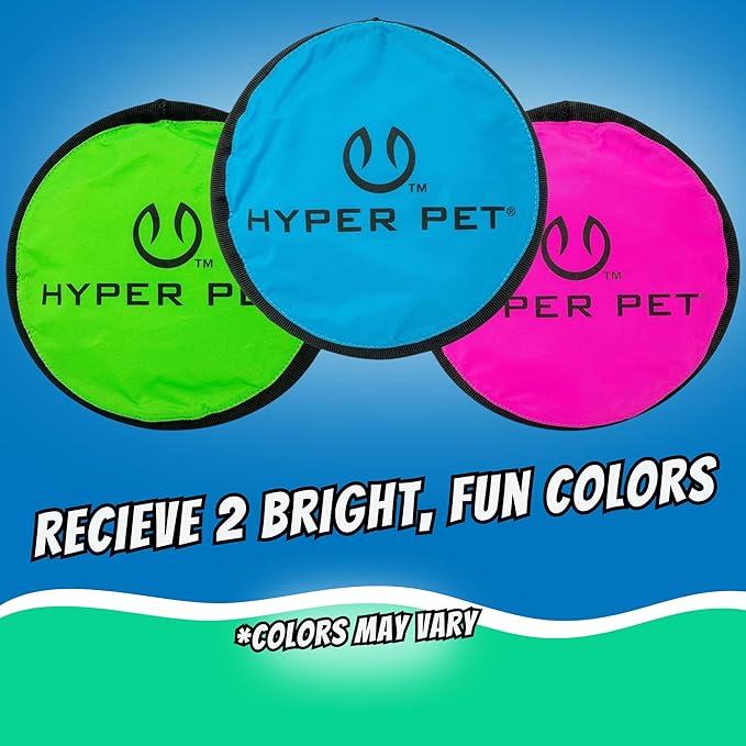 Hyper Pet Flippy Flopper 9" Flying Disc Soft Dog Toy, Floats in Water & Safe on Teeth, for All Breeds, Pack of 2 (Colors May Vary)