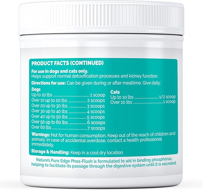 Phos-Flush Phosphate Binder for Cats and Dogs. Dog Kidney and Cat Kidney Support. Feline Urinary Tract Support. Compliments a Renal Failure Dog Food Diet or Cat Renal Support Diet. 200 Grams.