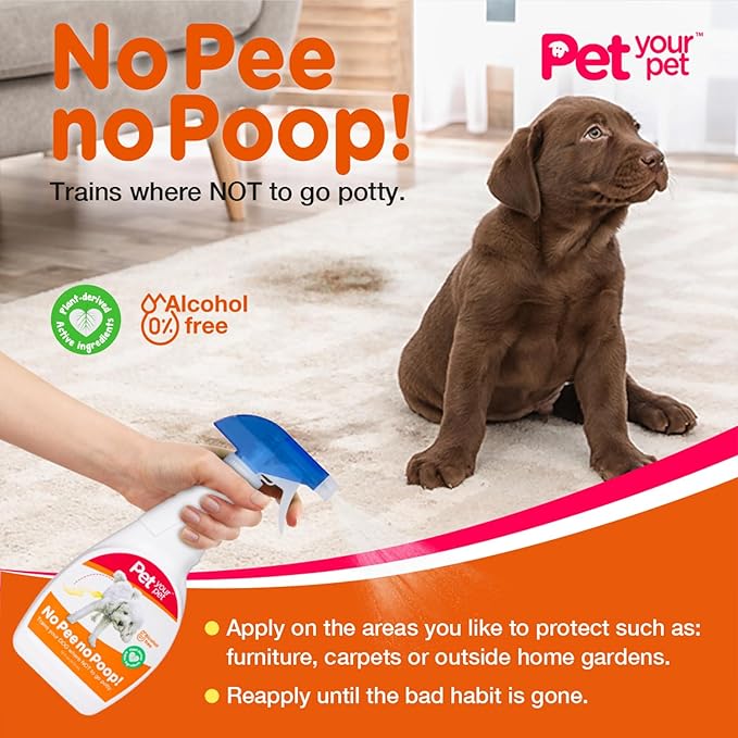 Dog Potty Training Spray No Pee No Poop, 16 Fl Oz, Non Toxic Spray for Dogs Only, Natural Pee Deterrent, Prevents Urine Marking and Pooping, Indoor Outdoor House Training Aid