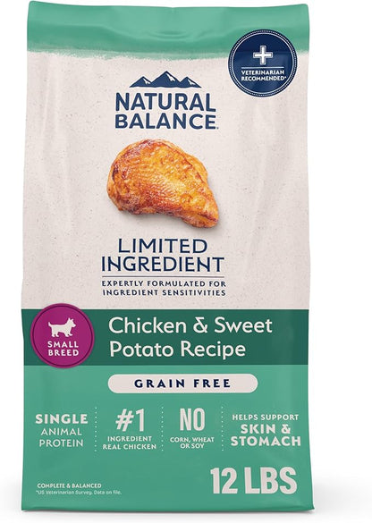 Natural Balance Limited Ingredient Small Breed Adult Grain-Free Dry Dog Food, Chicken & Sweet Potato Recipe, 12 Pound (Pack of 1)