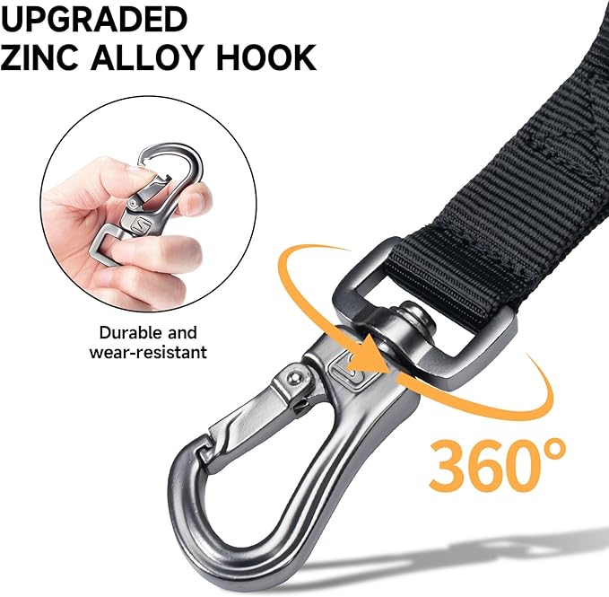 EXCELLENT ELITE SPANKER Tactical Bungee Dog Leash Military Adjustable Dog Leash Quick Release Elastic Leads Rope with 2 Control Handle(Black