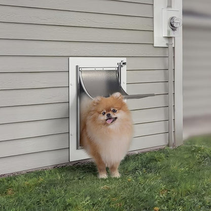 Baboni Pet Door for Wall,3-Flap,Steel Frame and Telescoping Tunnel, Aluminum Lock, Double Flap Dog Door and Cat Door, Strong and Durable (Pets Up to 40 Lb) -Medium