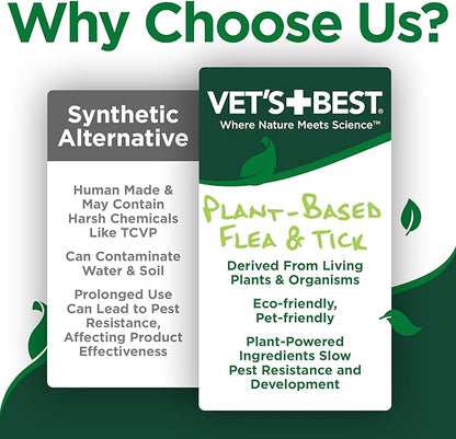 Vet's Best Natural Flea & Tick Dog Shampoo – Plant-Based Formula with Cotton Spice Scent – Natural Dog Shampoo with Essential Oils for Flea and Tick Support – Made in USA – 12 oz Bottle