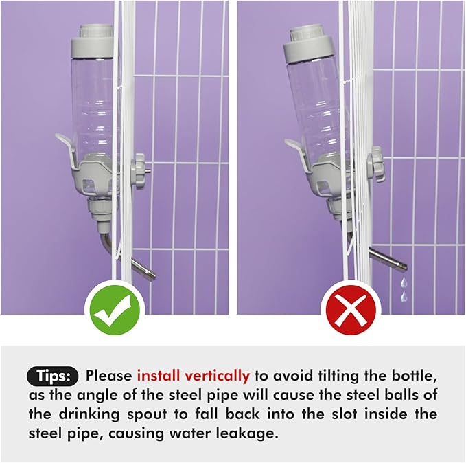 Vannon Rabbit Water Bottle for Cage, Top Fill 34oz Bunny Water Bottle No Drip Automatic Water Dispenser for Dog, Rabbit, Guinea Pig & Small Animals Hanging Cage Water Bottle