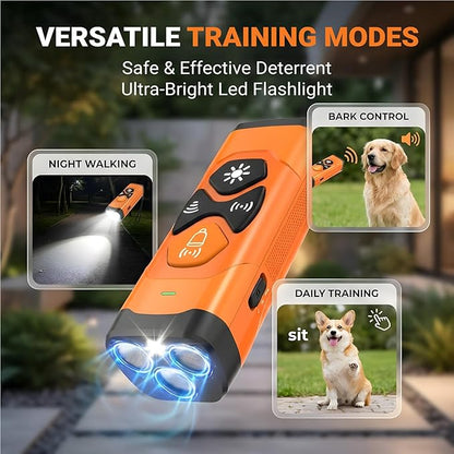 Dog Barking Deterrent Devices with Instant Bark Button - 23ft Range Ultrasonic Anti Barking Device for Dogs - Safe & Humane Rechargeable Behavior Training Tool for Indoor Outdoor Use