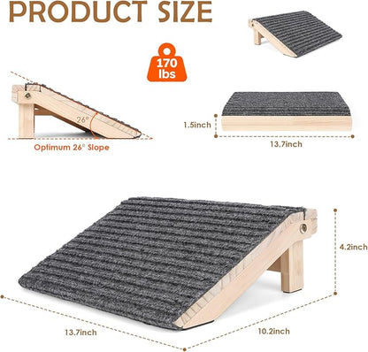 2 Pack Dog Ramp for Stairs - Foldable Wood Dog Stair Ramp with Non-Slip Carpet Surface, Portable Pet Steps for Stairs, Threshold- Assist Small Dog, Senior and Injured Dogs, Easy Store (Pet Safe)