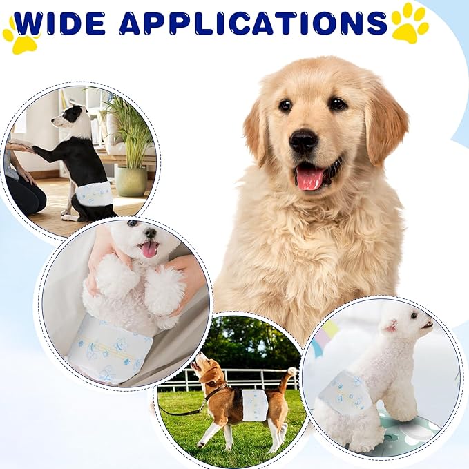 XPCARE 50 Count Disposable Male Dog Diapers, Male Dog Wraps,Super Absorbent Leak-Proof Fit (X-Small)