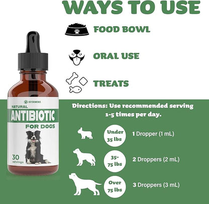 Natural Dog Antibiotics - Antibiotics for Dogs - Yeast Infection Treatment for Dogs - Dog Yeast Infection Treatment - Itch Relief - 1 fl oz - Bacon Flavor