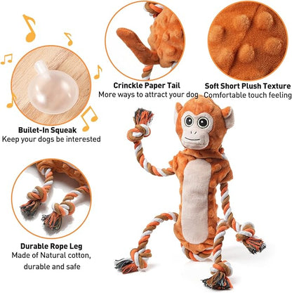 Sedioso Dog Tug Toys, Stuffed Animal Dog Chew Toy, Cute Puppy Squeaky Dogs Plush Toys with Crinkle Paper for Small, Middle, Large Breed