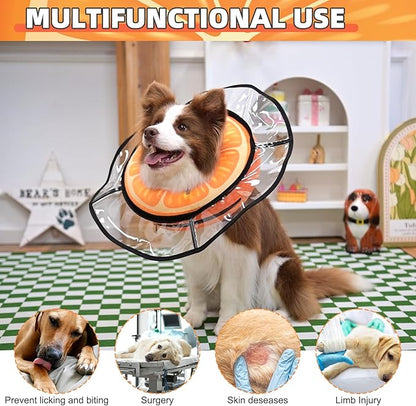 KOOLTAIL Inflatable Dog Cone Collar, Soft Donut E Collar for Dogs After Surgery to Stop Licking Enhanced Alternative, Blow Up Pet Neck Pillow Recovery Adjustable Cone for Dog Cat,Orange M