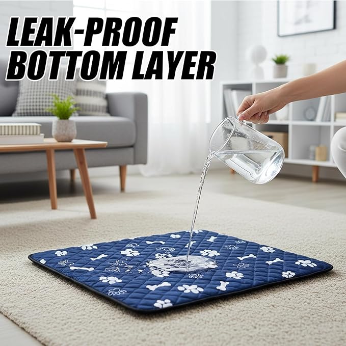 Puppy Pad with Pheromones, Training Pads for Dogs, 30x30cm Blue Bone Design, Includes 3 Random Color Bell Balls, Ideal for Puppy Potty Training, Senior Pet Care, and Travel