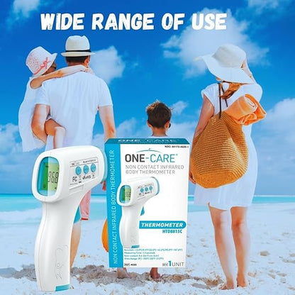 ONE-CARE Digital Infrared Thermometer HTD8813C - Non-Contact, Homedics Thermometer, High Accuracy, Fast Reading, Body & Room Temp, Newborn Baby to Adult, Fever Alarm, Large Display