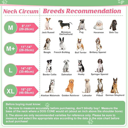 Inflatable Dog Cone, Watermelon Donut Collar After Surgery, Donut Cone with Detachable Anti-Licking Shield, Soft Recovery Collar for Large Medium Pets Does Not Block View