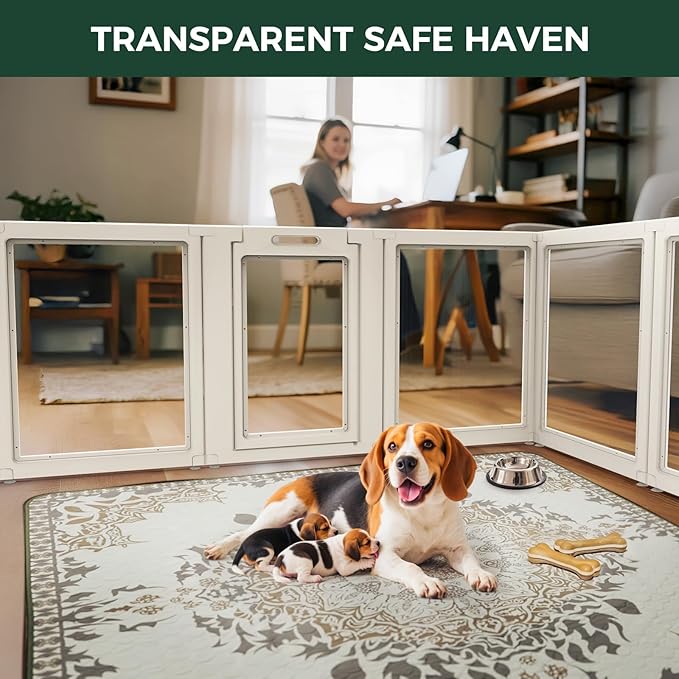 FXW AuraSpace Acrylic Indoor Dog Playpen for Medium Dogs, 35 Inch, 16 Panels, White