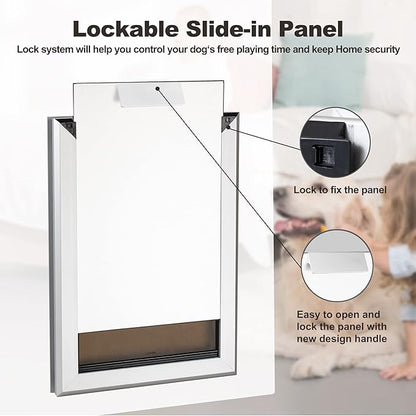 Giant Dog Door for Exterior Doors: Heavy Duty Aluminum Doggie Door, Extreme Weather Doggy Door for Large and Extra Large Dogs Up to 220 lbs, Dual Flap Insulated Dog Door, Lockable