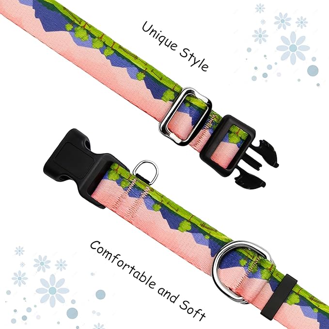 Martingale Collar for Dogs with Buckle No Pull Adjustable Nylon Limited Slip Training Dog Collars (Red Sunset, Small)