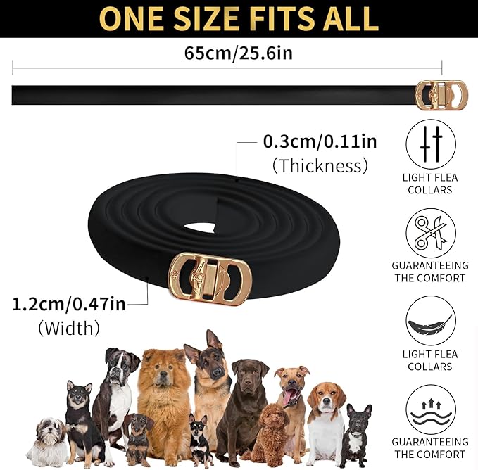 Flea Collar for Dogs 4 Pack, 32 Months Comfort Flea and Tick Prevention, Waterproof Dog Flea and Tick Collar, Adjustable Flea and Tick Treatment for Dogs - One Sizes Fit All (Black)