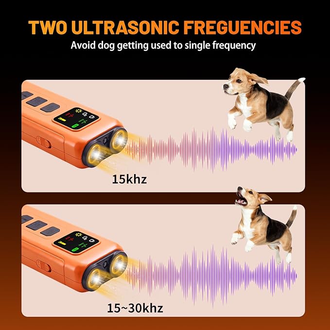 Ultrasonic Dog Bark Deterrent, 2-in-1 Anti Bark Device with LED Flashlight & HD Display | Stop Nuisance Barking, No Shock Training Aid for Small to Large Dogs
