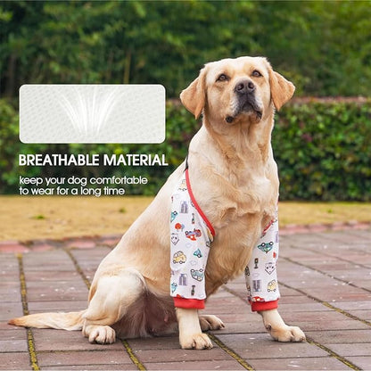Dog Recovery Suit for Front Legs, Dog Recovery Sleeves After Surgery with Elastic Band, Soft Protective Elbow Braces for Medium Large Dogs, Cone Collar Alternative to Stop Licking Leg Wounds,Red,3XL