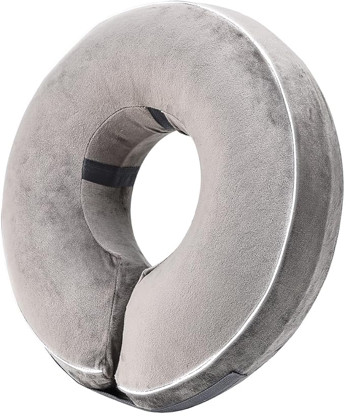 Inflatable Reflective Dog Cone Collar Alternative After Surgery,Doggie Recovery Dount Neck Ecollar,Adjustable Soft Dog Cone Collar for Small Medium Large Dogs (Grey, S)