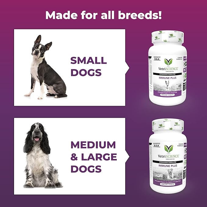 VetriScience Immunity Health Easy-Open Capsules, Supplement for Small Dogs, Cell Advance Immune and Allergy Support with Antioxidants, Hypoallergenic Formula, 60 Count