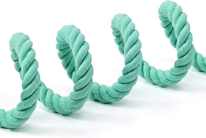 Mile High Life Dog Leash, Braided Cotton Rope Leashes with Leather Tailor Tip with Leather Tip - Heavy Duty Metal Clasp, 6FT, 1/2" Thick - Wedding, Walking Leash for Medium Large Dogs(Green)