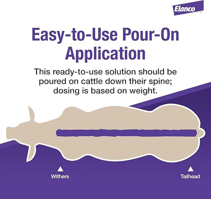 Elanco Cydectin Pour-On Cattle Parasiticide | Treats Worms, Flies, Lice, Grubs, and Mites | 2.5L Dewormer