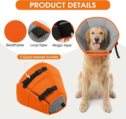 Dog Cone for Large Dogs After Surgery, Adjustable Soft Recovery Cone Collar for Dogs to Stop Licking, Professional Elizabethan Collar for Pet, Recovery Cones for Wound Healing & Hot Spots