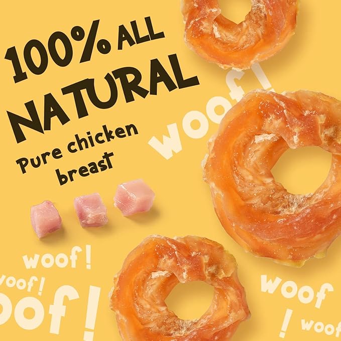 ASMPET Chicken Jerky Dog Treats, Chicken Rings, Training Treats for Dogs, Natural Dog Jerky Treats