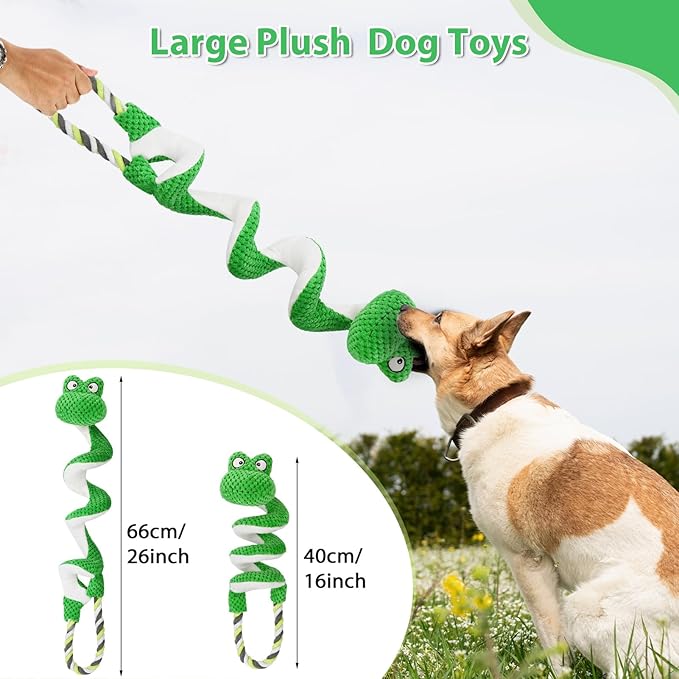 Letsmeet Interactive Squeaky Dog Toys with Pull Rope, Large Dog Tug of War Toy, Plush Puppy Chew Toys for Dental Health, Great for Small, Medium and Big Dogs