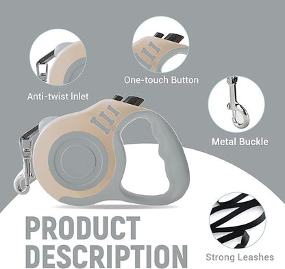 Retractable Dog Leash Automatic Telescopic Tractor Dog Tape, Pet Tape 10/16 FT Durable and Convenient, with Folding Bowl, Dispenser, Rubbish Bags, Suitable for Small and Medium Dogs