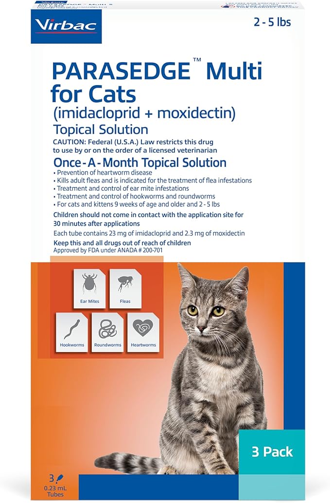 PARASEDGE™ Multi 5 for Cats (imidacloprid + moxidectin) Topical Solution 2-5 lbs, 3 Pack