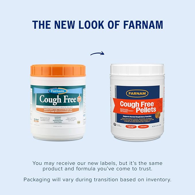Farnam Cough Free Horse Supplement Pellets, Respiratory Support for Seasonal Allergies, Stable Cough, Lung Support Supplement, Show Safe, Herbal Formula, 2.5 lbs, 70-Day Supply